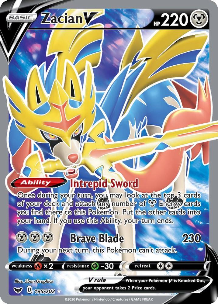 Zacian V 195/202 Holofoil — Sword & Shield Pokémon card