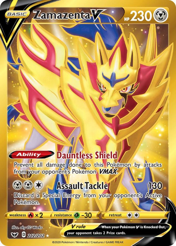Zamazenta V 212/202 Holofoil — Sword & Shield Pokémon card