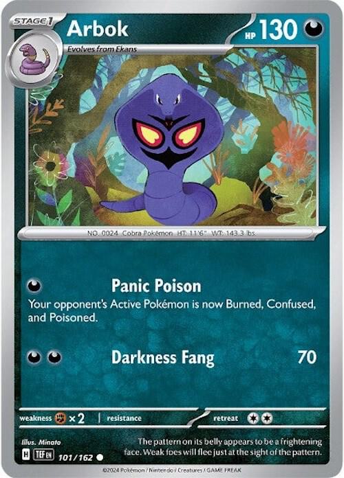 Arbok 101/162 Reverse Holofoil — Temporal Forces Pokémon card