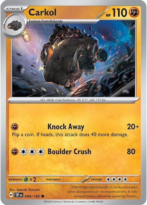Carkol 094/162 — Temporal Forces Pokémon card