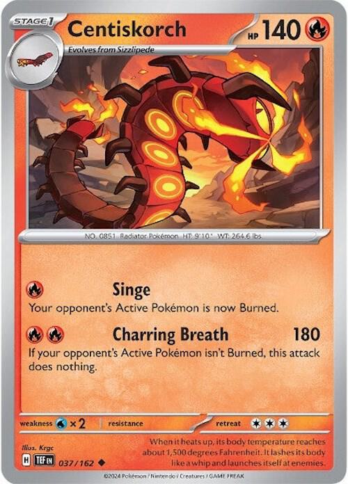 Centiskorch 037/162 Reverse Holofoil — Temporal Forces Pokémon card
