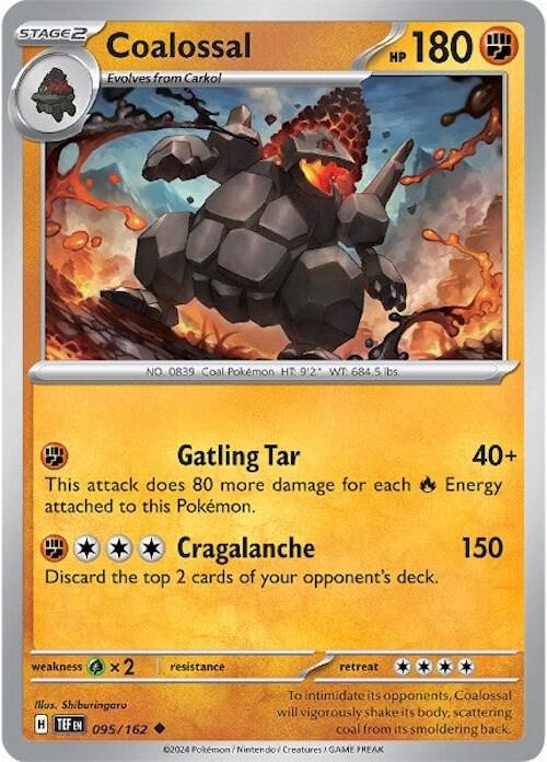 Coalossal 095/162 Reverse Holofoil — Temporal Forces Pokémon card