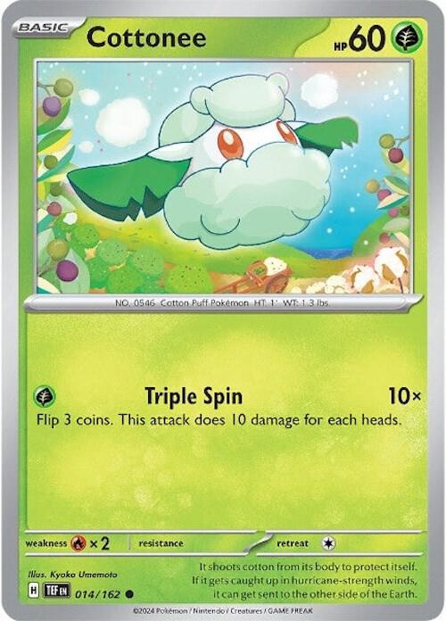 Cottonee 014/162 Reverse Holofoil — Temporal Forces Pokémon card
