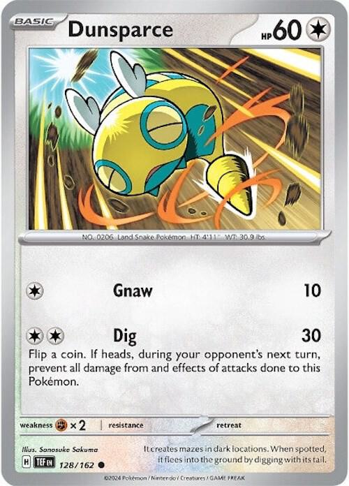 Dunsparce 128/162 Reverse Holofoil — Temporal Forces Pokémon card