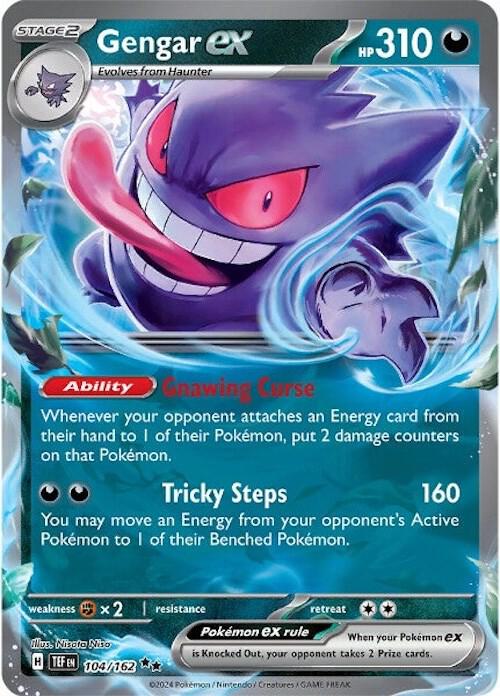 Gengar ex 104/162 Holofoil — Temporal Forces Pokémon card