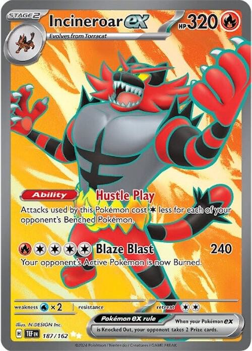 Incineroar ex 187/162 Holofoil — Temporal Forces Pokémon card
