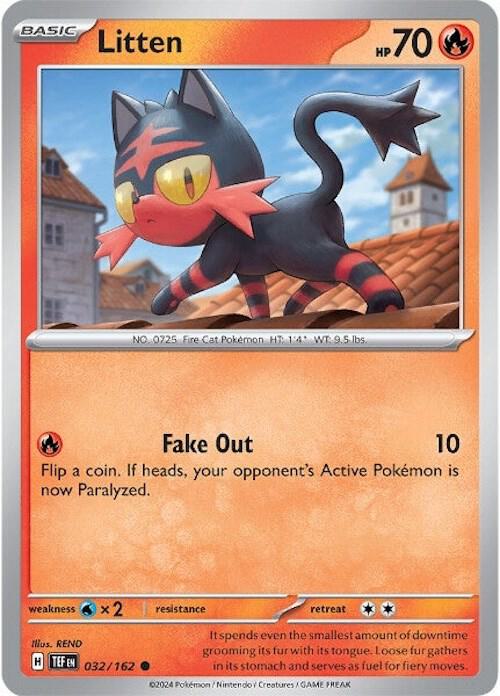 Litten 032/162 Reverse Holofoil — Temporal Forces Pokémon card