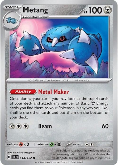 Metang 114/162 — Temporal Forces Pokémon card