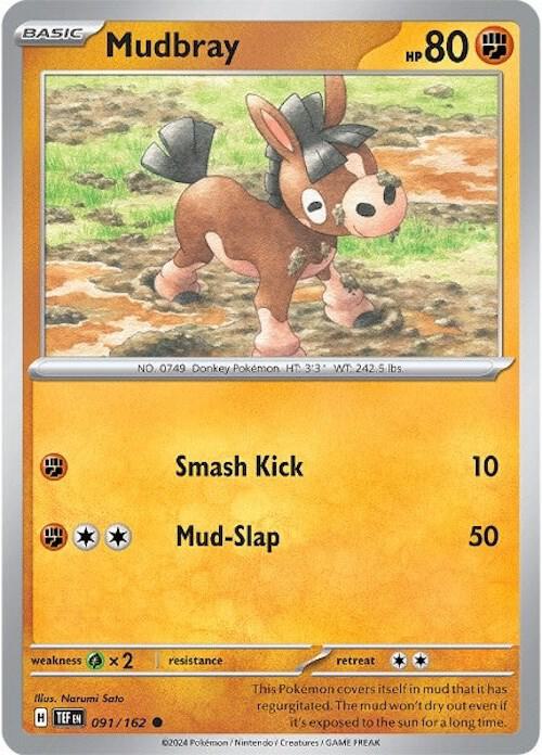 Mudbray 091/162 Reverse Holofoil — Temporal Forces Pokémon card