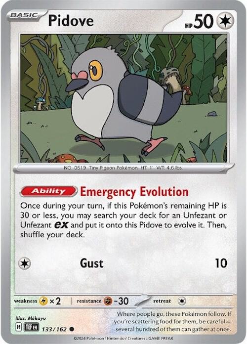 Pidove 133/162 Reverse Holofoil — Temporal Forces Pokémon card