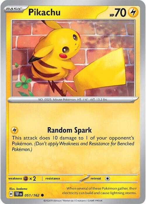 Pikachu 051/162 Reverse Holofoil — Temporal Forces Pokémon card