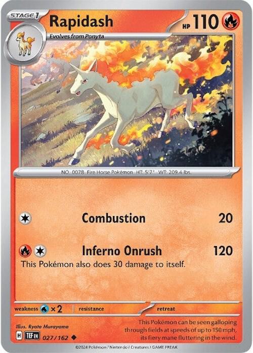 Rapidash 027/162 Reverse Holofoil — Temporal Forces Pokémon card
