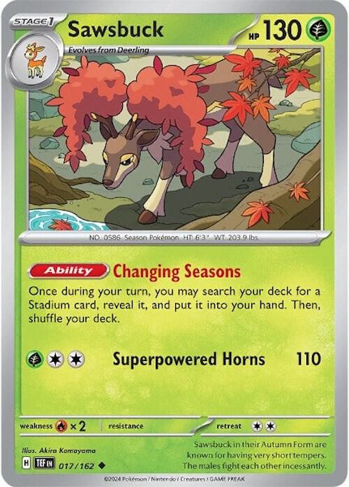 Sawsbuck 017/162 Reverse Holofoil — Temporal Forces Pokémon card