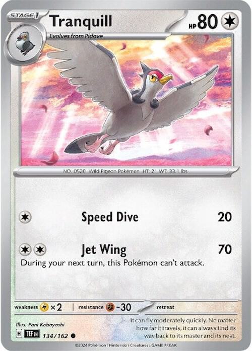 Tranquill 134/162 — Temporal Forces Pokémon card