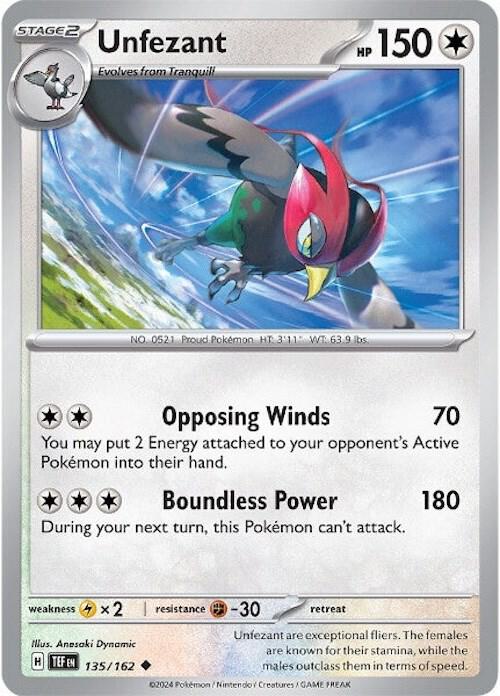 Unfezant 135/162 — Temporal Forces Pokémon card
