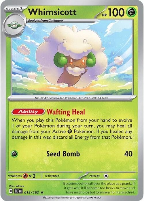 Whimsicott 015/162 Holofoil — Temporal Forces Pokémon card
