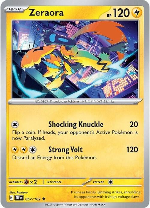 Zeraora 057/162 Reverse Holofoil — Temporal Forces Pokémon card