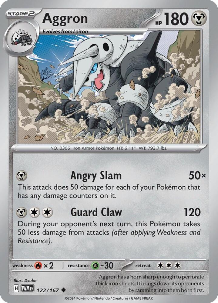 Aggron 122/167 — Twilight Masquerade Pokémon card