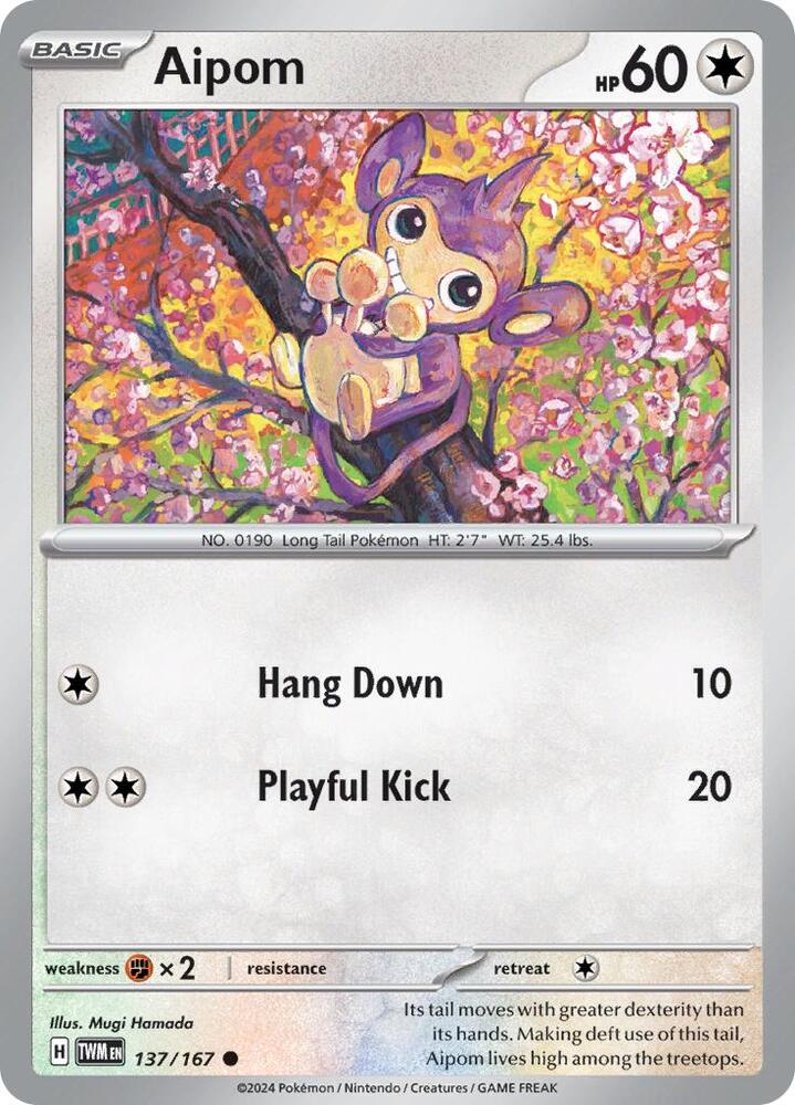 Aipom 137/167 — Twilight Masquerade Pokémon card