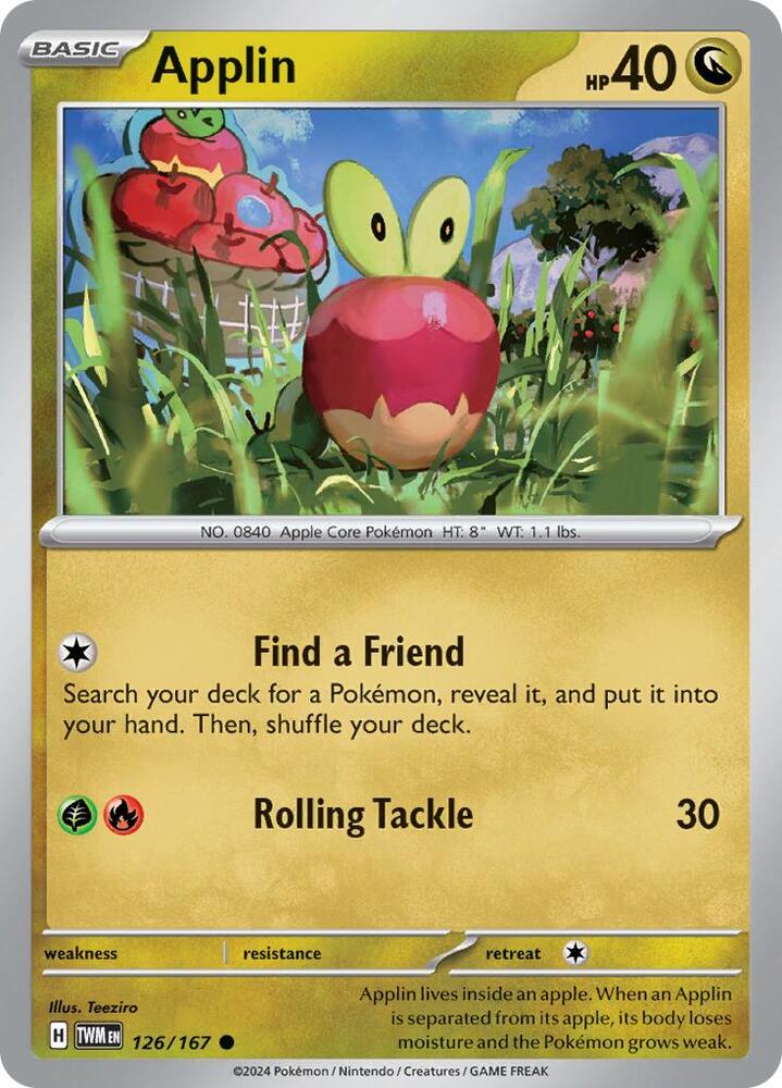 Applin 126/167 Reverse Holofoil — Twilight Masquerade Pokémon card