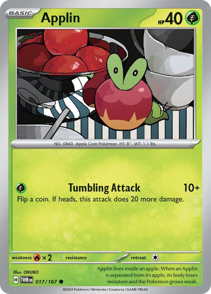 Applin 017/167 Reverse Holofoil — Twilight Masquerade Pokémon card