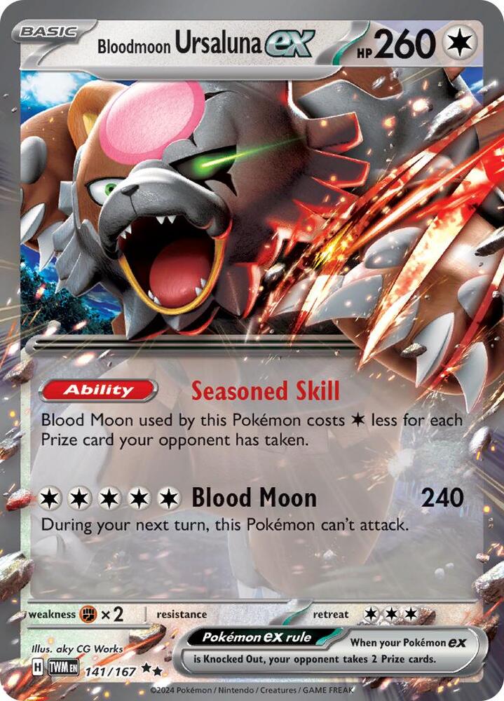Bloodmoon Ursaluna ex 141/167 Holofoil — Twilight Masquerade Pokémon card