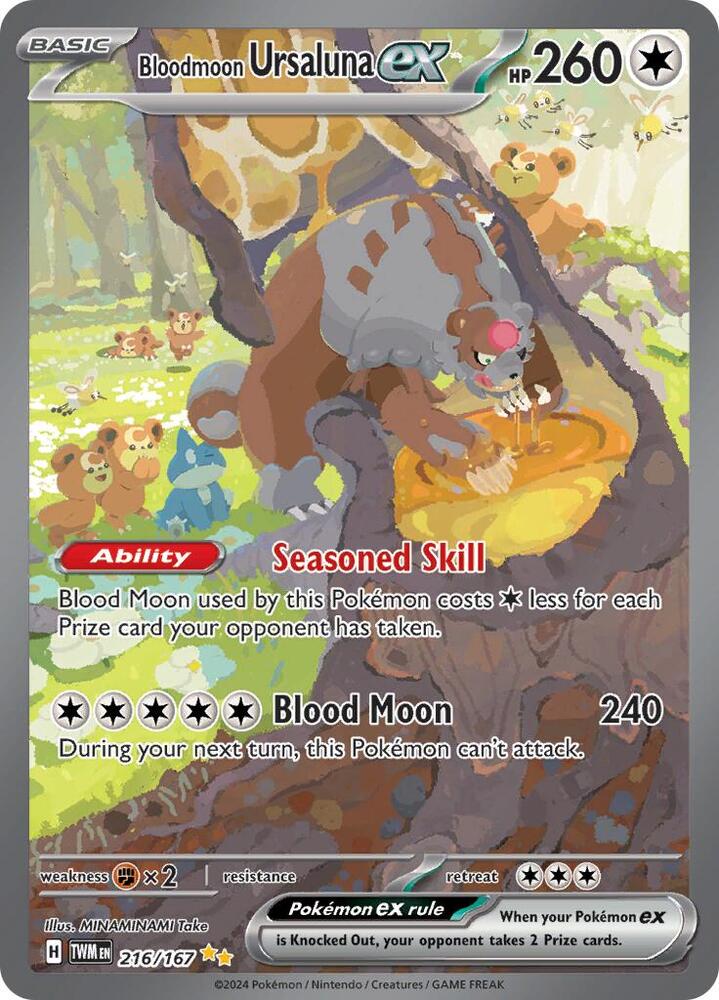 Bloodmoon Ursaluna ex 216/167 Holofoil — Twilight Masquerade Pokémon card