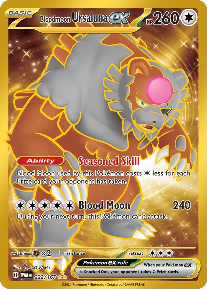 Bloodmoon Ursaluna ex 222/167 Holofoil — Twilight Masquerade Pokémon card