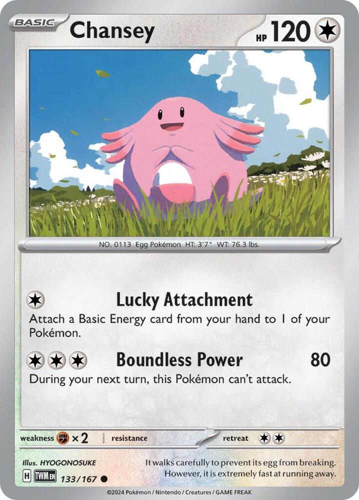 Chansey 133/167 Reverse Holofoil — Twilight Masquerade Pokémon card