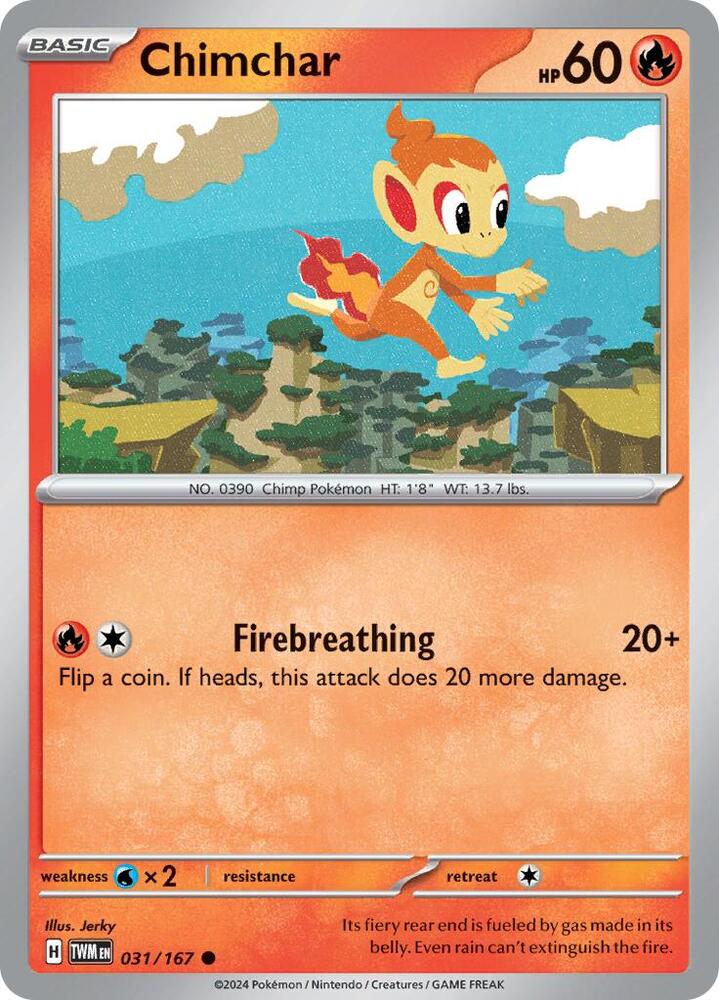 Pokemon - Twilight Masquerade - Chimchar - 031/167 - Reverse Holofoil
