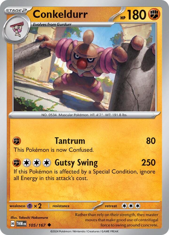 Conkeldurr 105/167 — Twilight Masquerade Pokémon card