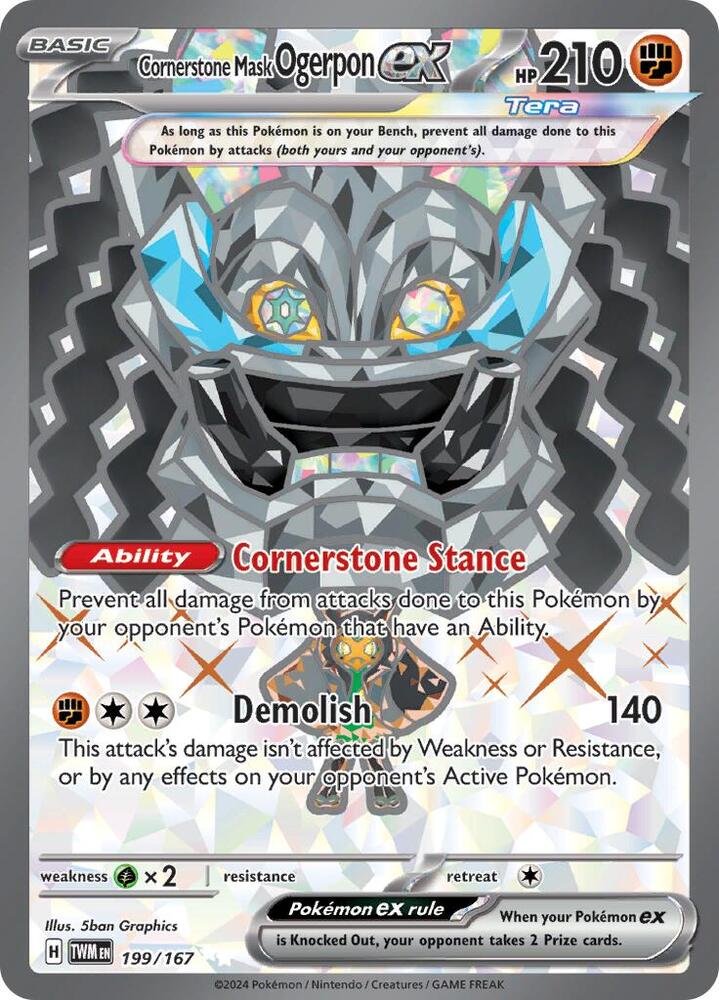Cornerstone Mask Ogerpon ex 199/167 Holofoil — Twilight Masquerade Pokémon card