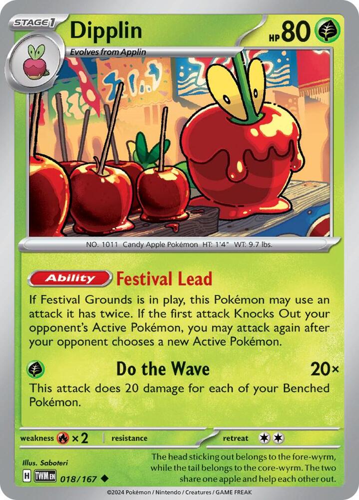 Dipplin 018/167 Reverse Holofoil — Twilight Masquerade Pokémon card