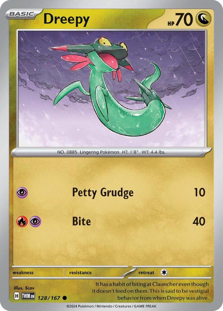 Dreepy 128/167 Reverse Holofoil — Twilight Masquerade Pokémon card