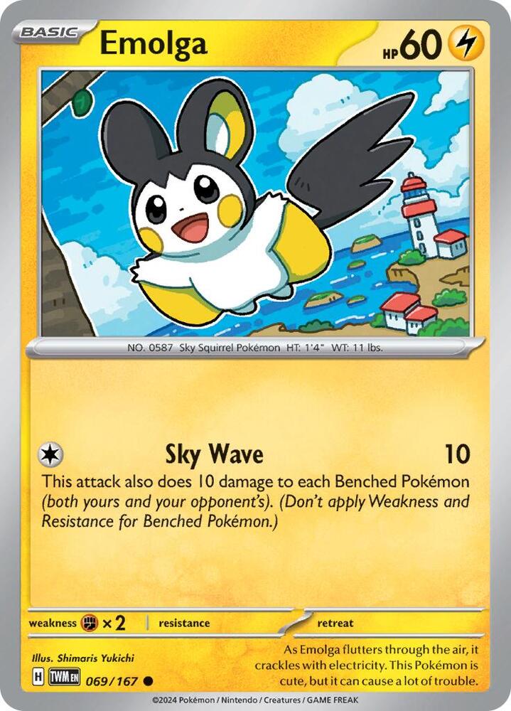 Pokemon - Twilight Masquerade - Emolga - 069/167 - Reverse Holofoil