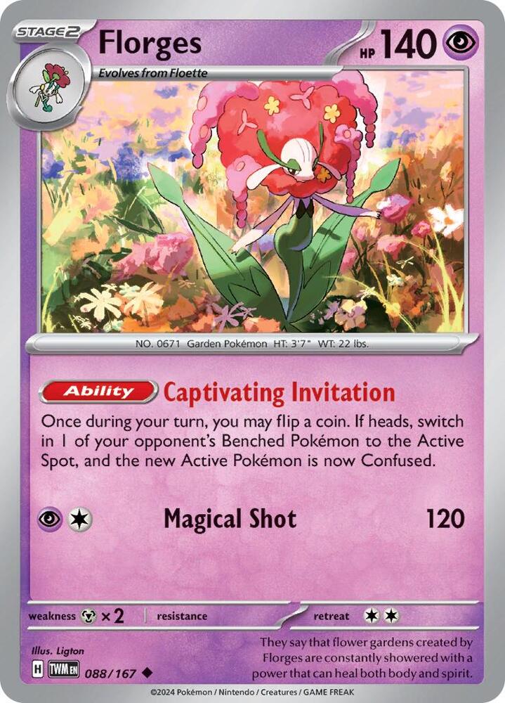 Florges 088/167 Reverse Holofoil — Twilight Masquerade Pokémon card