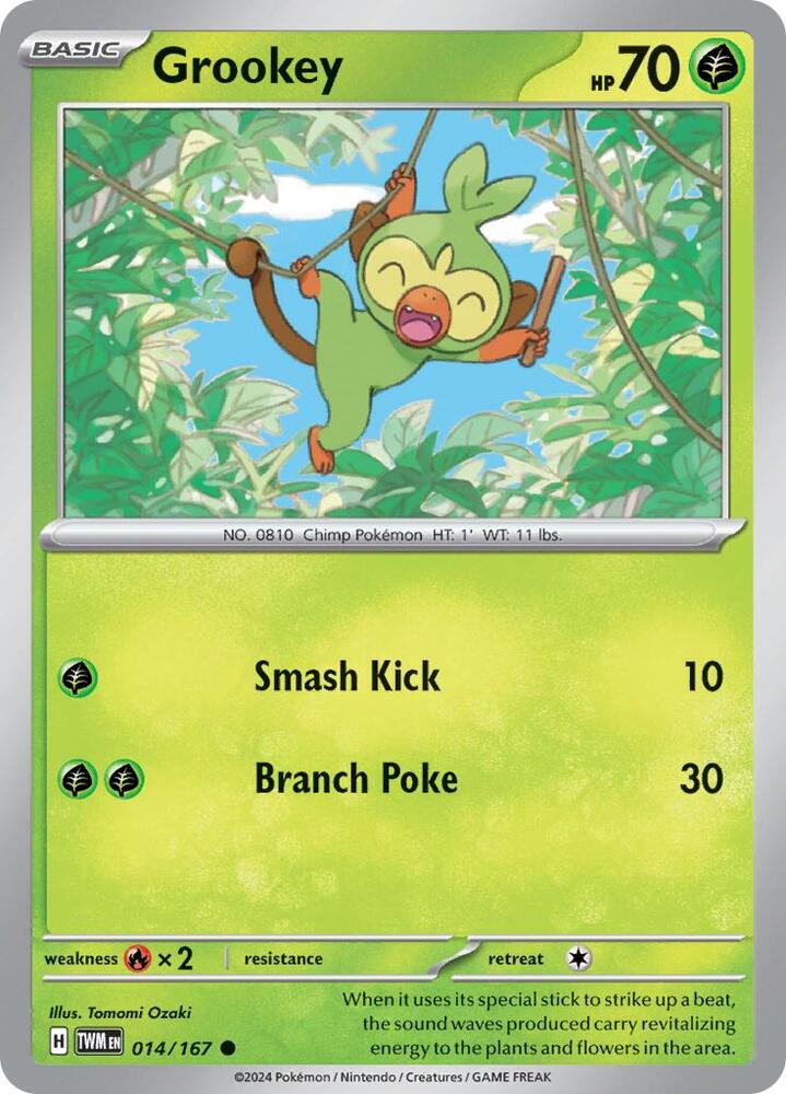 Pokemon - Twilight Masquerade - Grookey - 014/167 - Reverse Holofoil