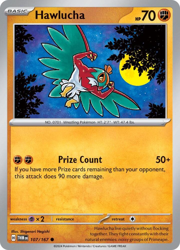 Hawlucha 107/167 Reverse Holofoil — Twilight Masquerade Pokémon card