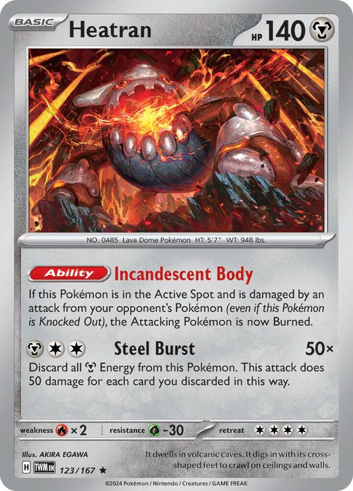 Heatran 123/167 Reverse Holofoil — Twilight Masquerade Pokémon card