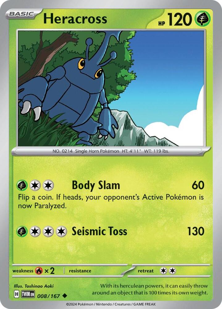 Heracross 008/167 — Twilight Masquerade Pokémon card