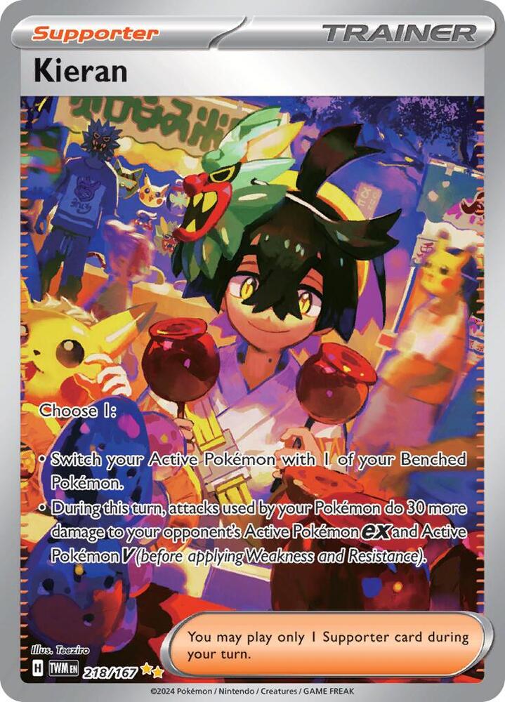 Kieran 218/167 Holofoil — Twilight Masquerade Pokémon card