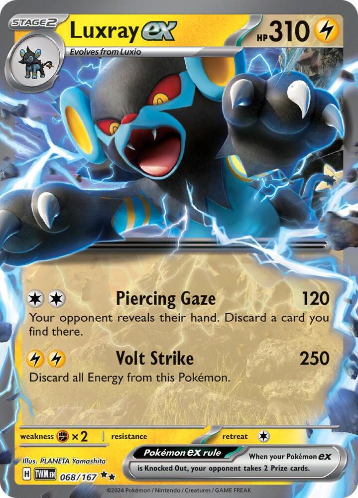 Luxray ex 068/167 Holofoil — Twilight Masquerade Pokémon card