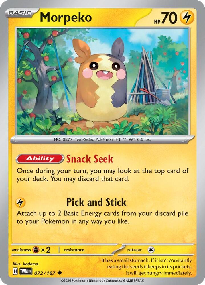 Morpeko 072/167 — Twilight Masquerade Pokémon card