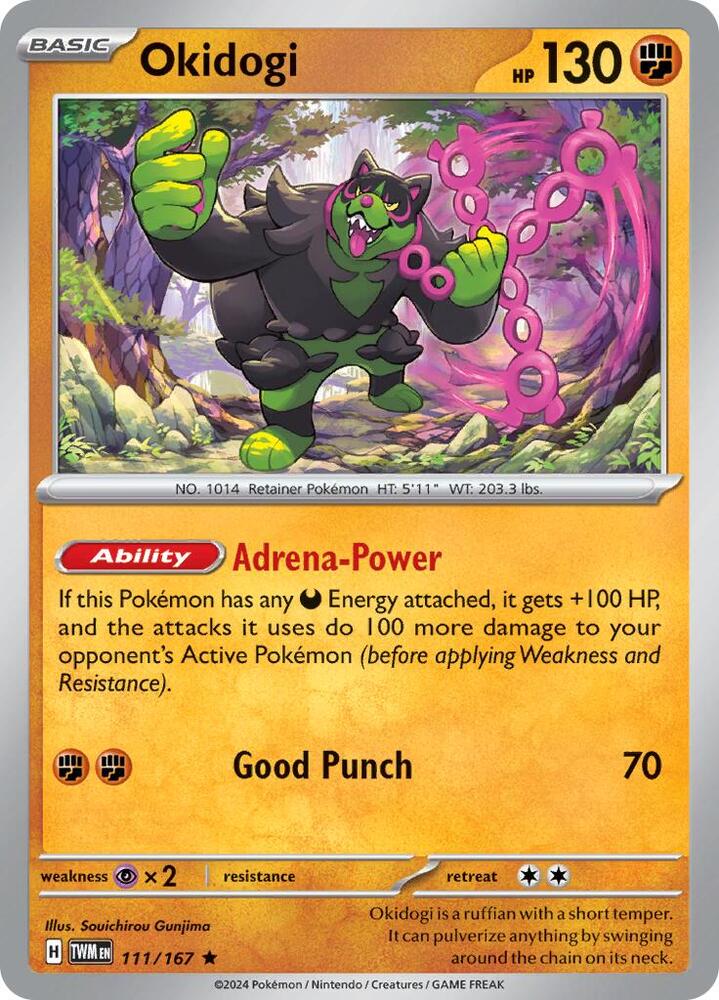 Okidogi 111/167 Reverse Holofoil — Twilight Masquerade Pokémon card