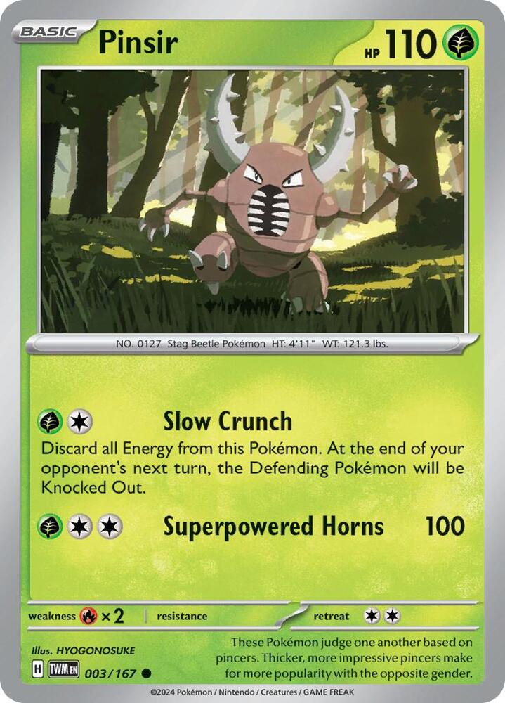Pinsir 003/167 Reverse Holofoil — Twilight Masquerade Pokémon card