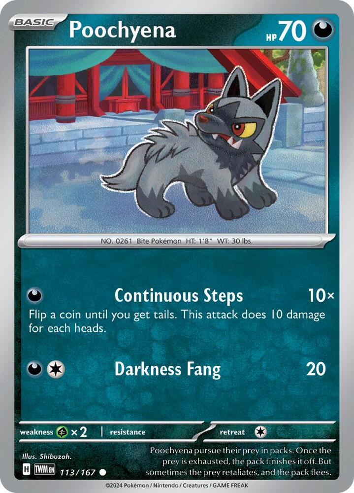 Poochyena 113/167 Reverse Holofoil — Twilight Masquerade Pokémon card