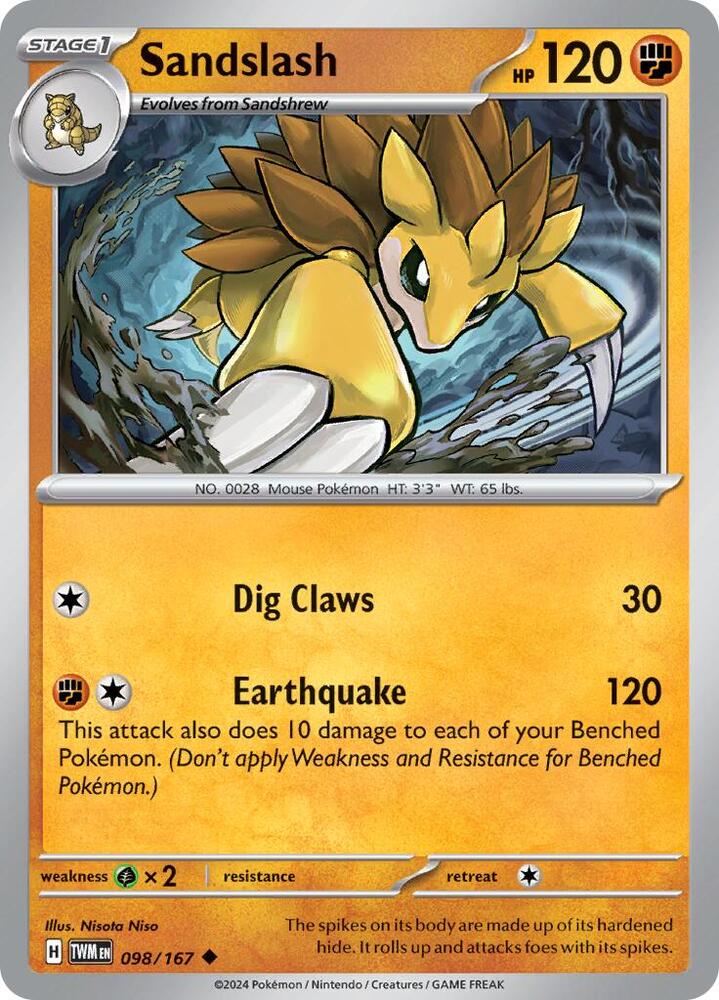 Sandslash 098/167 — Twilight Masquerade Pokémon card
