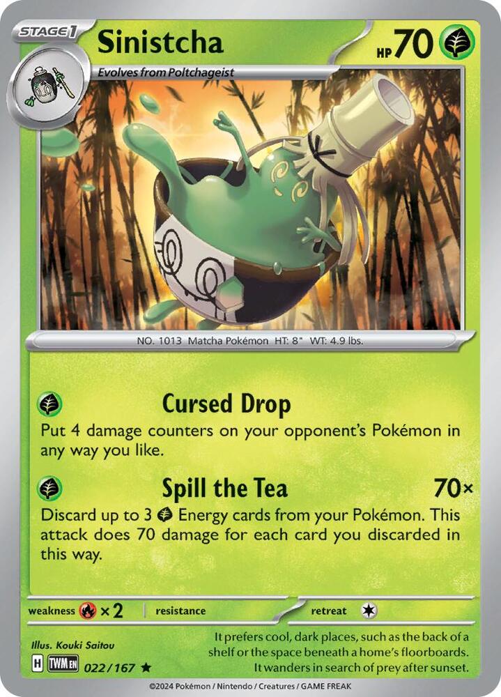 Sinistcha 022/167 Reverse Holofoil — Twilight Masquerade Pokémon card