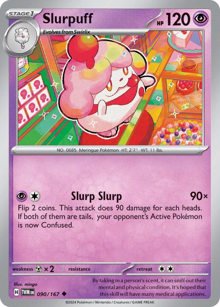 Pokemon - Twilight Masquerade - Slurpuff - 090/167 - Reverse Holofoil