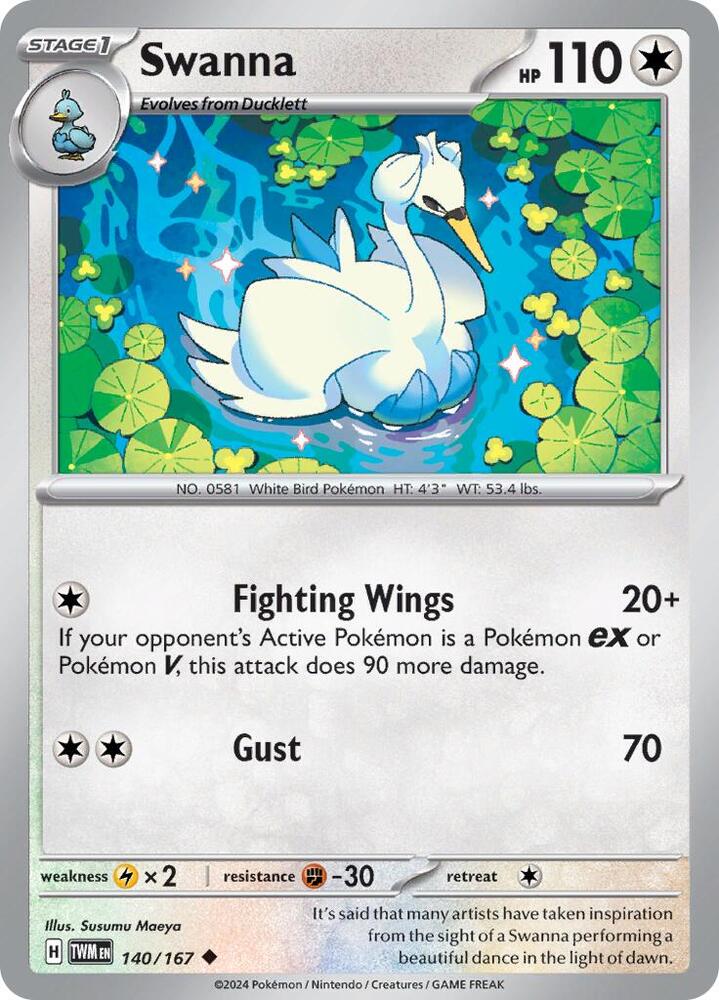 Swanna 140/167 Reverse Holofoil — Twilight Masquerade Pokémon card